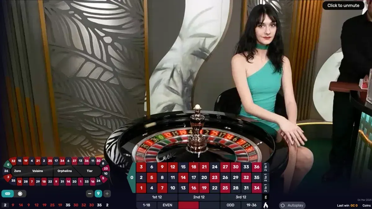Roulette Live Croupier donna al tavolo da roulette in un casinò live