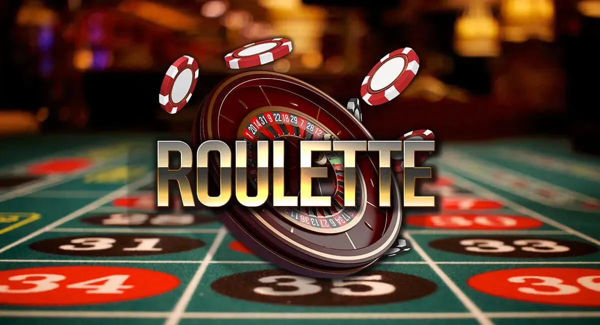 Roulette Live Ruota della roulette, fiches e tavolo verde con scritta ROULETTE