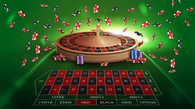 Roulette Live Ruota della roulette, fiches e tavolo verde da casinò