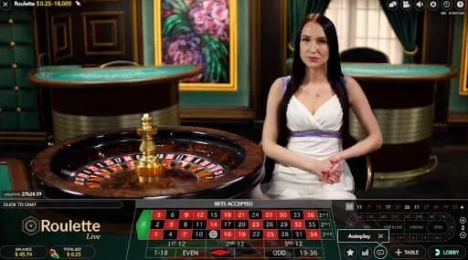 Roulette Live Croupier donna presenta il gioco della roulette live in un casinò